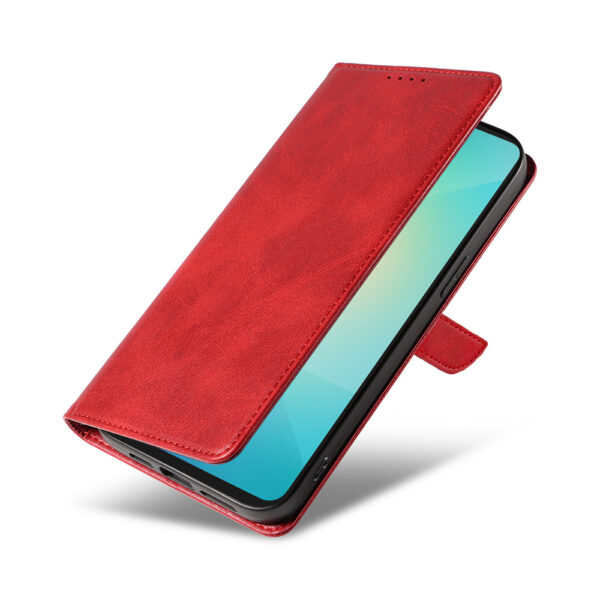 Samsung Galaxy A06 leren telefoonhoesje bookcase met pasjeshouder en magnetische sluiting (4) rood