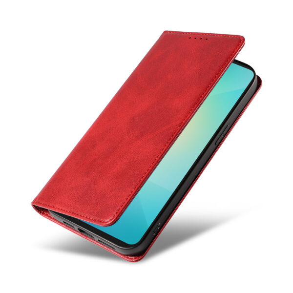 Samsung Galaxy A06 leren telefoonhoesje bookcase met pasjeshouder en magnetische sluiting (4) rood