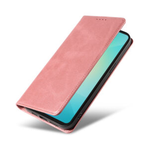 Samsung Galaxy A06 leren telefoonhoesje bookcase met pasjeshouder en magnetische sluiting (4) roze