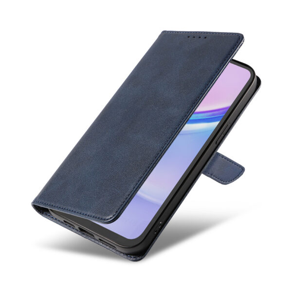 Samsung Galaxy A15 leren telefoonhoesje bookcase met pasjeshouder en magnetisch lipje (4) Blauw