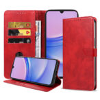 Samsung Galaxy A15 leren telefoonhoesje bookcase met pasjeshouder en magnetische sluiting (1) rood