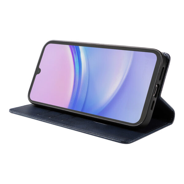 Samsung Galaxy A15 leren telefoonhoesje bookcase met pasjeshouder en magnetische sluiting (3) Blauw
