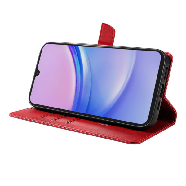 Samsung Galaxy A15 leren telefoonhoesje bookcase met pasjeshouder en magnetische sluiting (3) rood