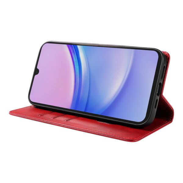 Samsung Galaxy A15 leren telefoonhoesje bookcase met pasjeshouder en magnetische sluiting (3) rood