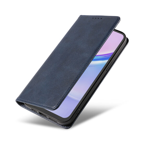 Samsung Galaxy A15 leren telefoonhoesje bookcase met pasjeshouder en magnetische sluiting (4) Blauw