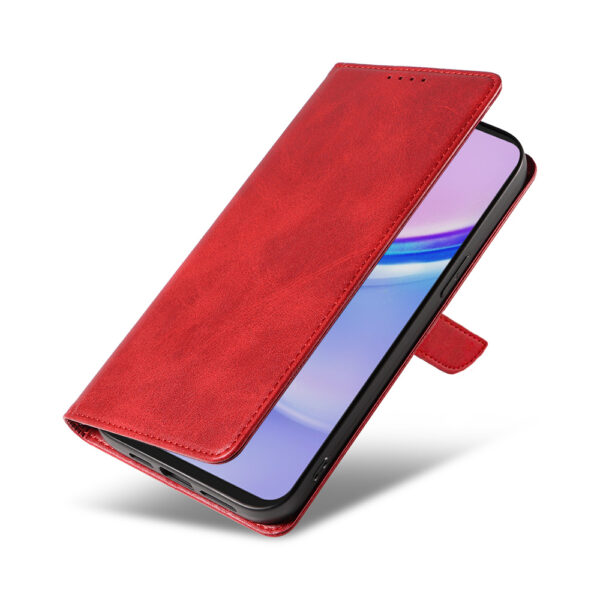 Samsung Galaxy A15 leren telefoonhoesje bookcase met pasjeshouder en magnetische sluiting (4) rood