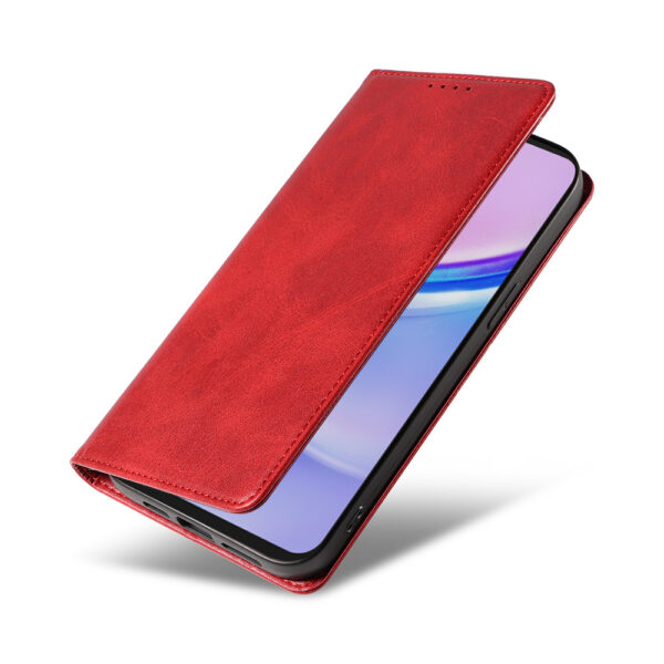 Samsung Galaxy A15 leren telefoonhoesje bookcase met pasjeshouder en magnetische sluiting (4) rood