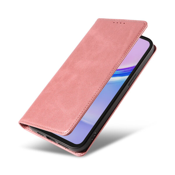 Samsung Galaxy A15 leren telefoonhoesje bookcase met pasjeshouder en magnetische sluiting (4) roze