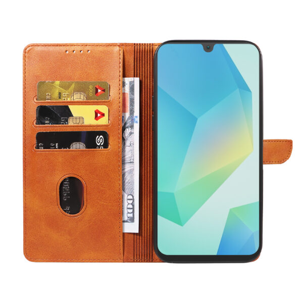 Samsung Galaxy A16 leren telefoonhoesje bookcase met pasjeshouder en magnetisch lipje (2) bruin