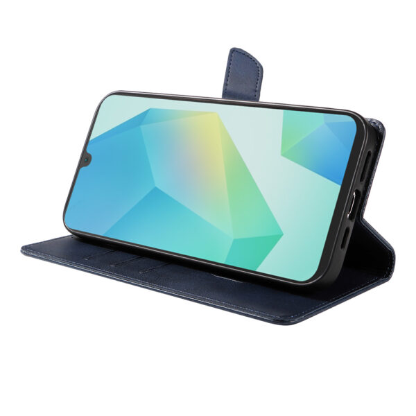 Samsung Galaxy A16 leren telefoonhoesje bookcase met pasjeshouder en magnetisch lipje (3) Blauw