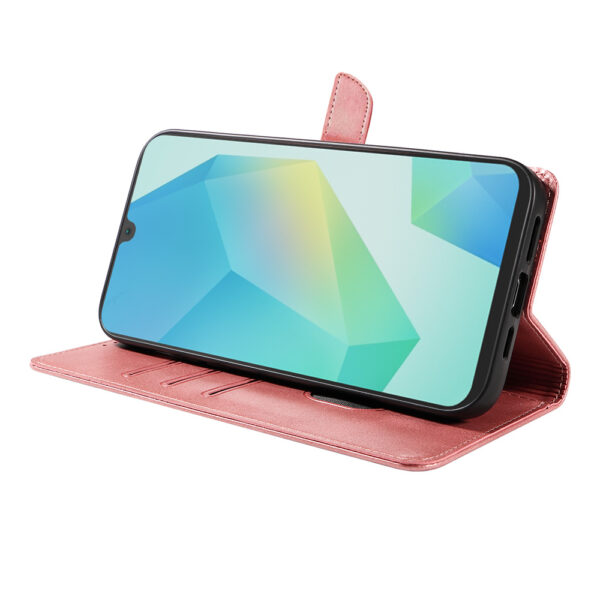 Samsung Galaxy A16 leren telefoonhoesje bookcase met pasjeshouder en magnetisch lipje (3) roze