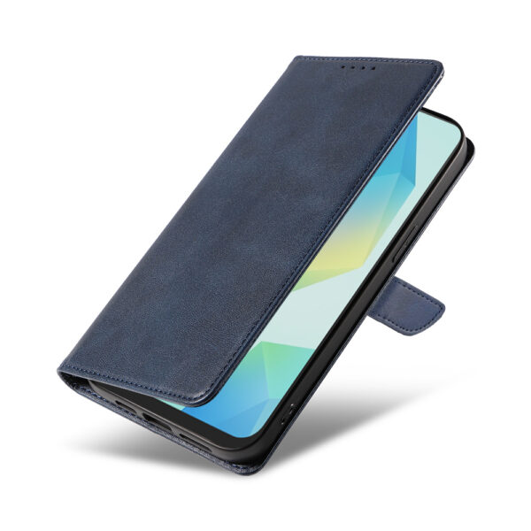 Samsung Galaxy A16 leren telefoonhoesje bookcase met pasjeshouder en magnetisch lipje (4) Blauw