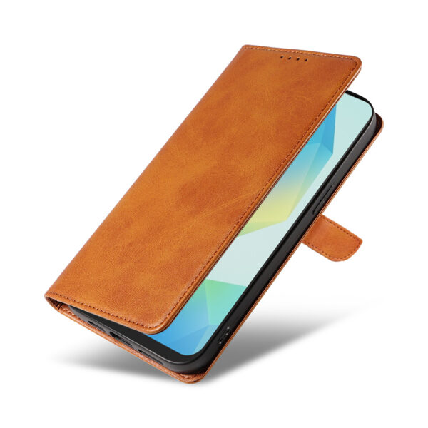 Samsung Galaxy A16 leren telefoonhoesje bookcase met pasjeshouder en magnetisch lipje (4) bruin