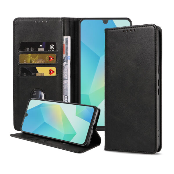 Samsung Galaxy A16 leren telefoonhoesje bookcase met pasjeshouder en magnetische sluiting (1)