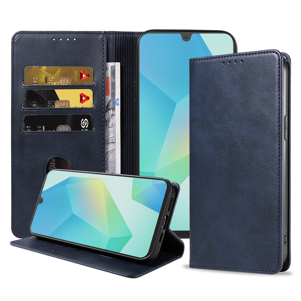 Samsung Galaxy A16 leren telefoonhoesje bookcase met pasjeshouder en magnetische sluiting (1) Blauw