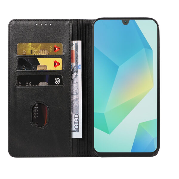 Samsung Galaxy A16 leren telefoonhoesje bookcase met pasjeshouder en magnetische sluiting (2)