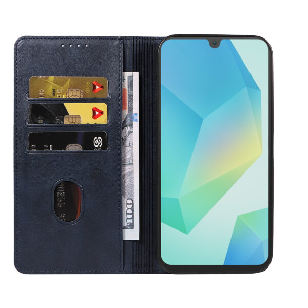 Samsung Galaxy A16 leren telefoonhoesje bookcase met pasjeshouder en magnetische sluiting (2) Blauw