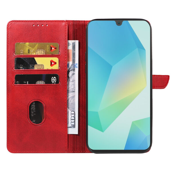 Samsung Galaxy A16 leren telefoonhoesje bookcase met pasjeshouder en magnetische sluiting (2) rood