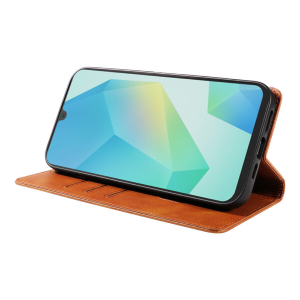 Samsung Galaxy A16 leren telefoonhoesje bookcase met pasjeshouder en magnetische sluiting (3) bruin