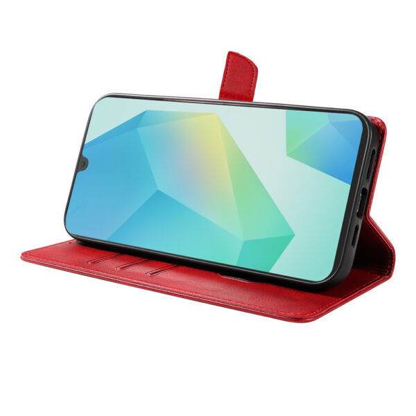 Samsung Galaxy A16 leren telefoonhoesje bookcase met pasjeshouder en magnetische sluiting (3) rood