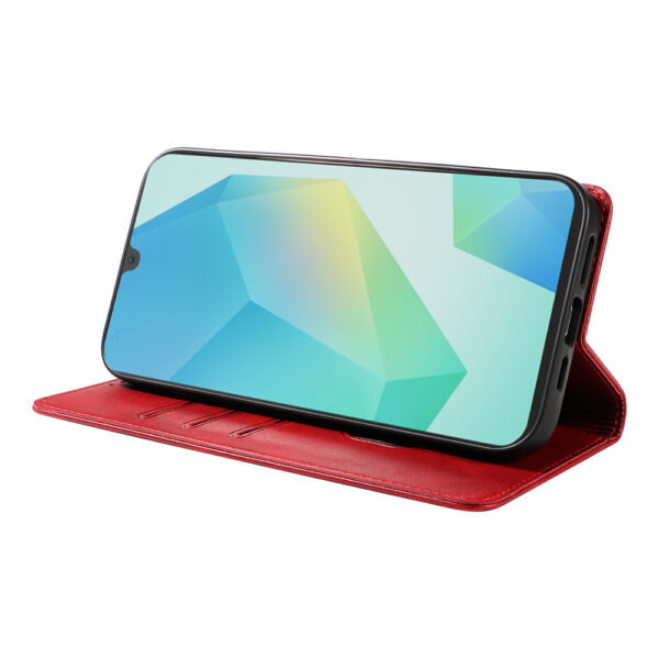Samsung Galaxy A16 leren telefoonhoesje bookcase met pasjeshouder en magnetische sluiting (3) rood