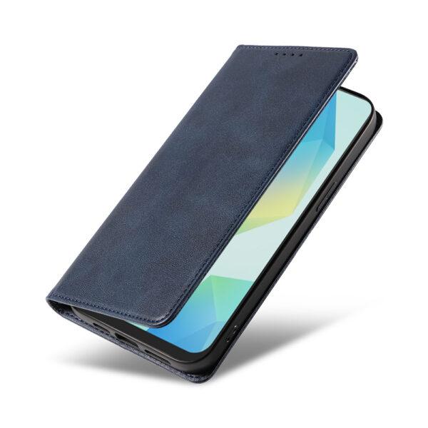 Samsung Galaxy A16 leren telefoonhoesje bookcase met pasjeshouder en magnetische sluiting (4) Blauw
