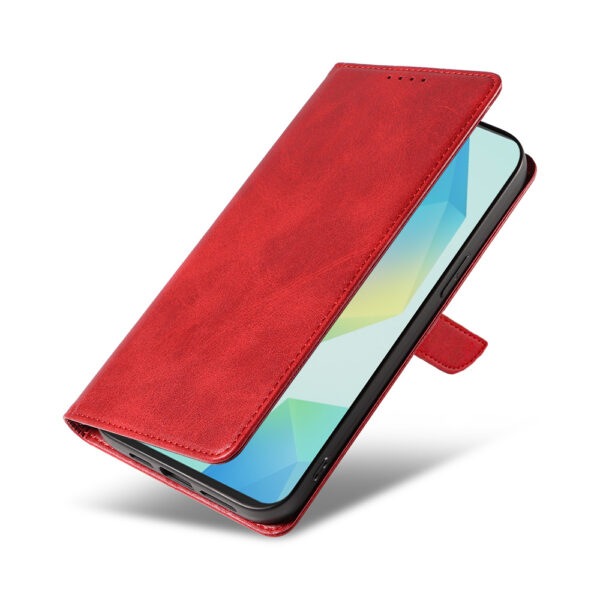 Samsung Galaxy A16 leren telefoonhoesje bookcase met pasjeshouder en magnetische sluiting (4) rood
