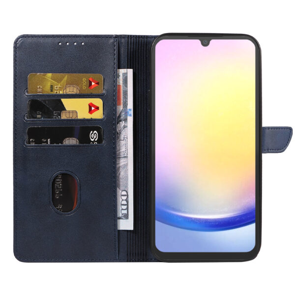Samsung Galaxy A25 leren telefoonhoesje bookcase met pasjeshouder en magnetisch lipje (2) Blauw