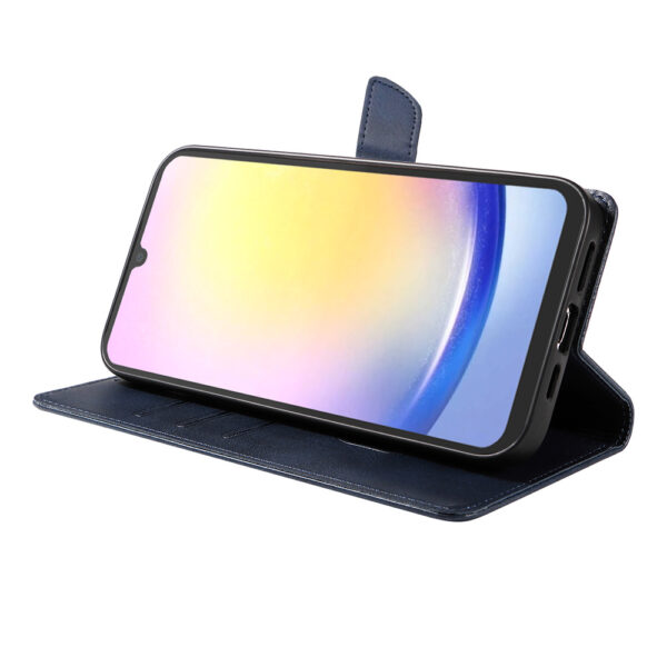 Samsung Galaxy A25 leren telefoonhoesje bookcase met pasjeshouder en magnetisch lipje (3) Blauw