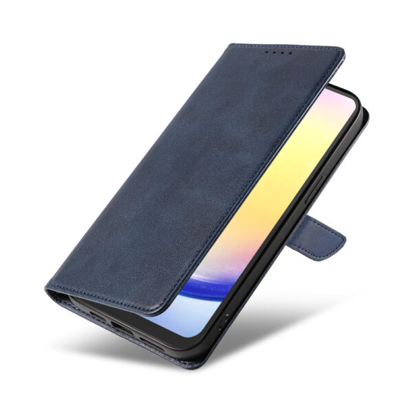 Samsung Galaxy A25 leren telefoonhoesje bookcase met pasjeshouder en magnetisch lipje (4) Blauw