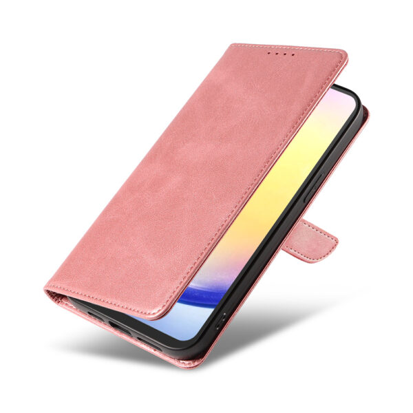 Samsung Galaxy A25 leren telefoonhoesje bookcase met pasjeshouder en magnetisch lipje (4) roze
