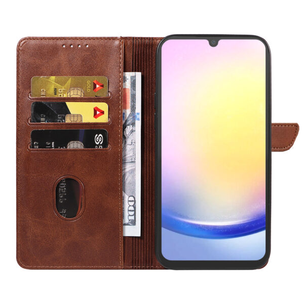 Samsung Galaxy A25 leren telefoonhoesje bookcase met pasjeshouder en magnetische lipje (2) donkerbruin