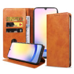 Samsung Galaxy A25 leren telefoonhoesje bookcase met pasjeshouder en magnetische sluiting (1) bruin