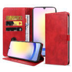 Samsung Galaxy A25 leren telefoonhoesje bookcase met pasjeshouder en magnetische sluiting (1) rood
