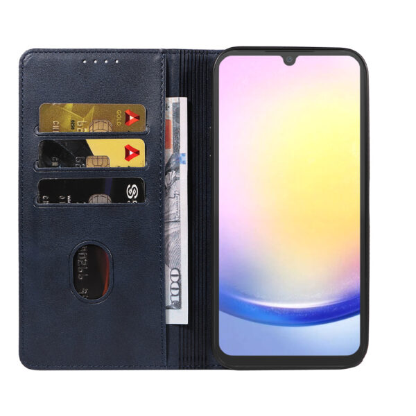 Samsung Galaxy A25 leren telefoonhoesje bookcase met pasjeshouder en magnetische sluiting (2) Blauw