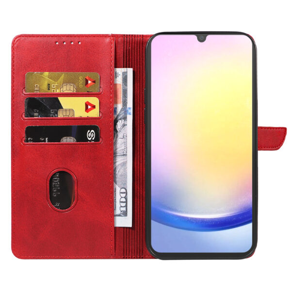 Samsung Galaxy A25 leren telefoonhoesje bookcase met pasjeshouder en magnetische sluiting (2) rood
