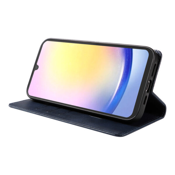 Samsung Galaxy A25 leren telefoonhoesje bookcase met pasjeshouder en magnetische sluiting (3) Blauw