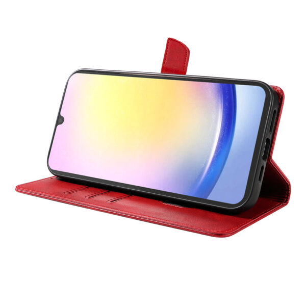 Samsung Galaxy A25 leren telefoonhoesje bookcase met pasjeshouder en magnetische sluiting (3) rood