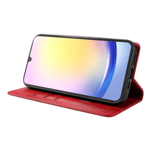 Samsung Galaxy A25 leren telefoonhoesje bookcase met pasjeshouder en magnetische sluiting (3) rood