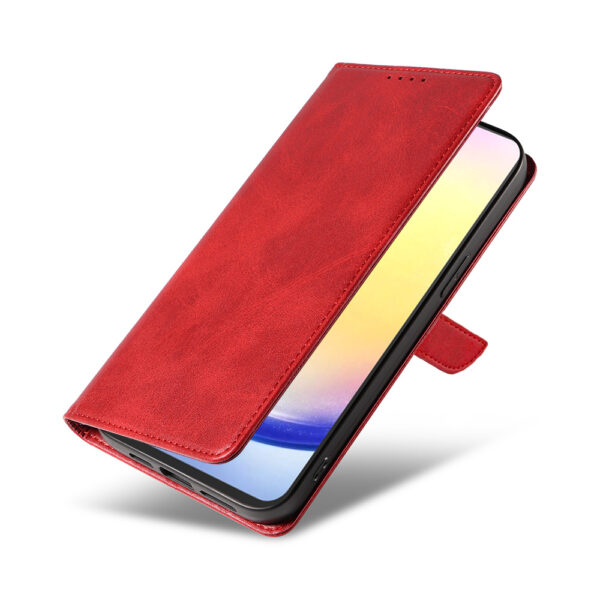 Samsung Galaxy A25 leren telefoonhoesje bookcase met pasjeshouder en magnetische sluiting (4) rood