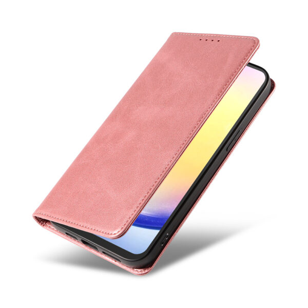 Samsung Galaxy A25 leren telefoonhoesje bookcase met pasjeshouder en magnetische sluiting (4) roze