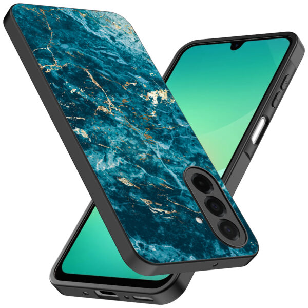 Samsung Galaxy A26 telefoonhoesje met blauw marmer opdruk (2)