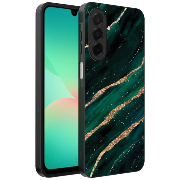 Samsung Galaxy A26 telefoonhoesje met groen goud marmer opdruk (1)
