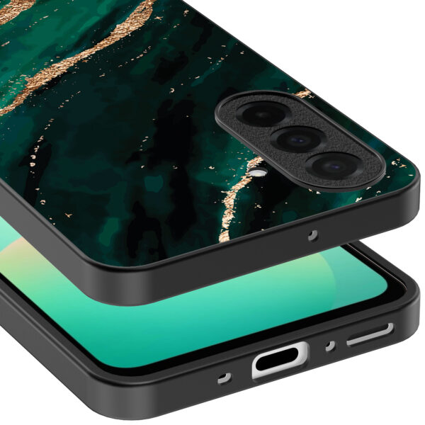 Samsung Galaxy A26 telefoonhoesje met groen goud marmer opdruk (3)