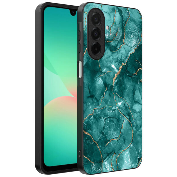 Samsung Galaxy A26 telefoonhoesje met groen marmer opdruk (1)
