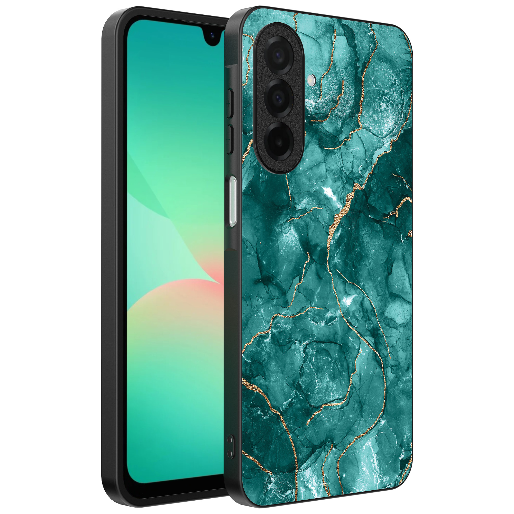 Samsung Galaxy A26 telefoonhoesje met groen marmer opdruk (1)