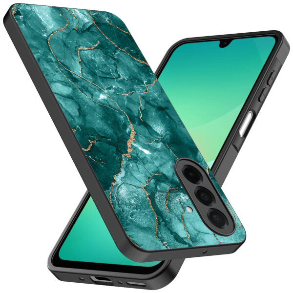 Samsung Galaxy A26 telefoonhoesje met groen marmer opdruk (2)