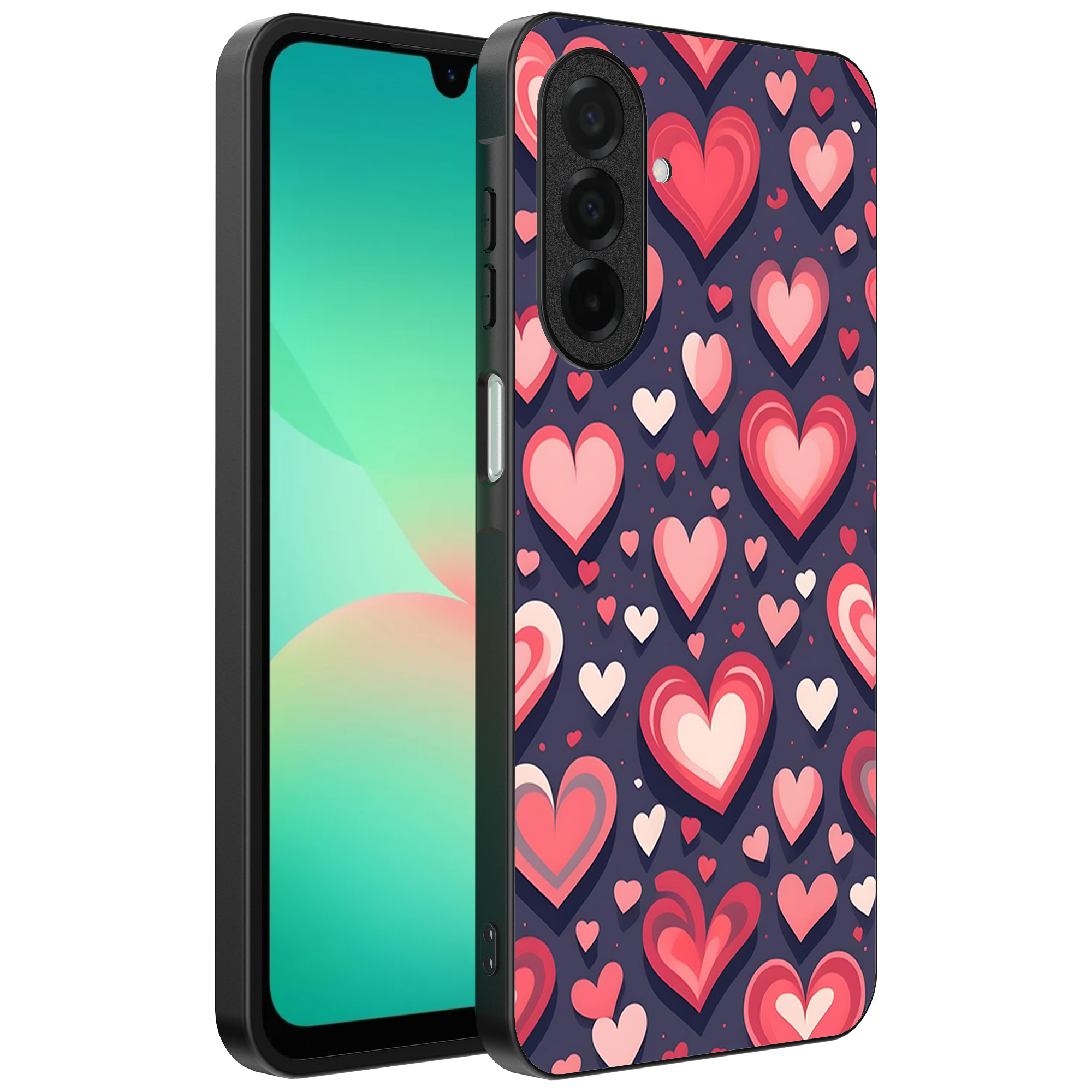 Samsung Galaxy A26 telefoonhoesje met hartjes opdruk groot opdruk (1)