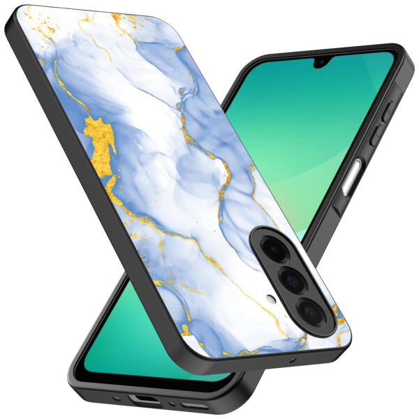 Samsung Galaxy A26 telefoonhoesje met lichtblauw goud marmer opdruk (2)