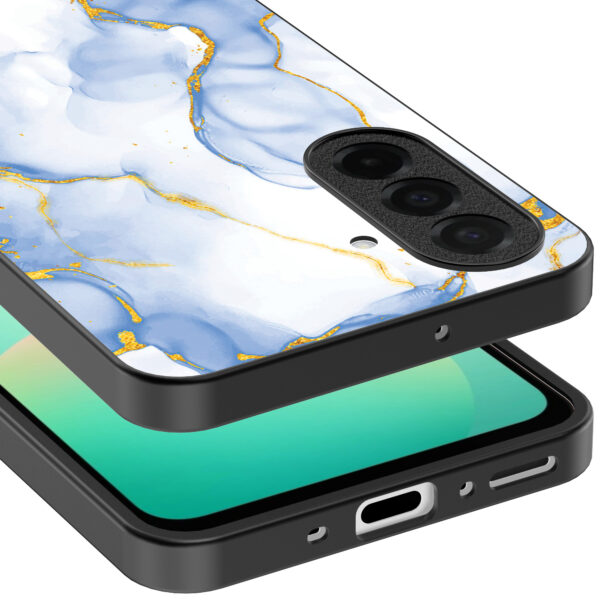 Samsung Galaxy A26 telefoonhoesje met lichtblauw goud marmer opdruk (3)